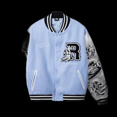 Revenge x Kosuke Kawamura Embroidered Varsity Jacket 'Baby Blue'