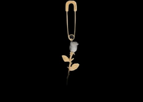 Ambush Safety Pin Rose Charm Earring Gold