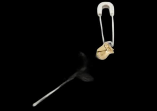 Ambush Safety Pin Rose Charm Earring Silver