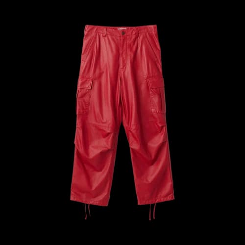 Ambush Leather Cargo Pants 'Red'