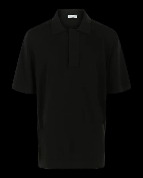 Ferragamo Gancini Silk-Blend Polo Shirt Black