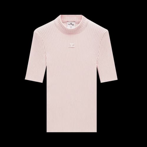 Courrèges Short-Sleeve Knit Top 'Pale Pink'