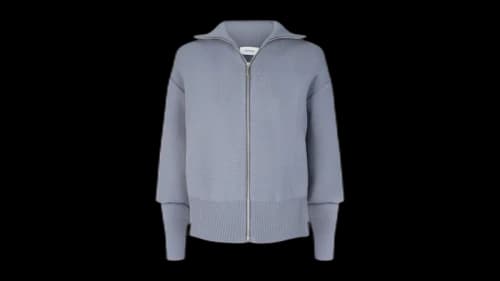 Ferragamo Full Zip Knit Slit Detail Cardigan Blue