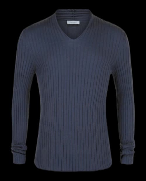 Ferragamo Ribbed Knit Long-Sleeve Top Grey