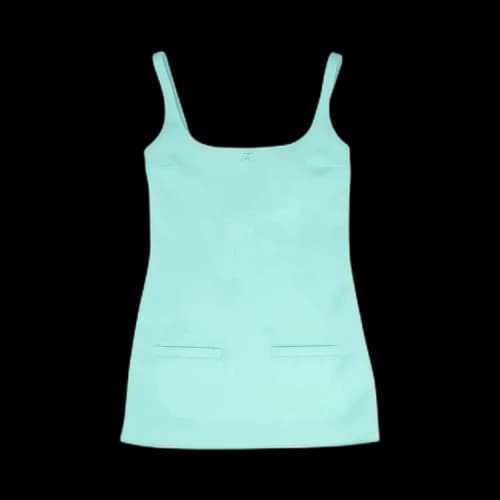 Courrèges Twill Suspenders Trapeze Dress 'Turquoise'