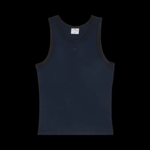 Courrèges Contrast Bumpy Tank Top 'Ocean Blue/Black'