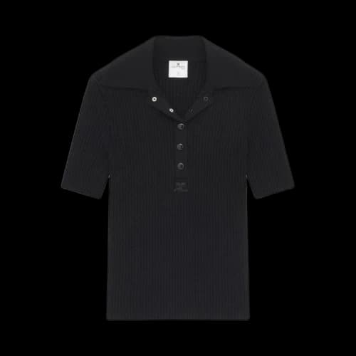 Courrèges Rib Knit Classical Polo 'Black'