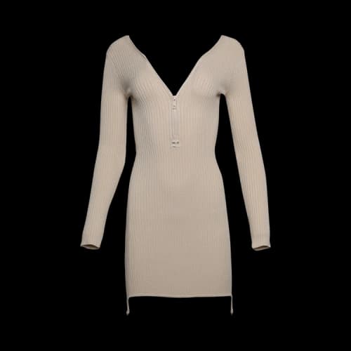 Courrèges Rib Knit Zip Dress 'Sand'