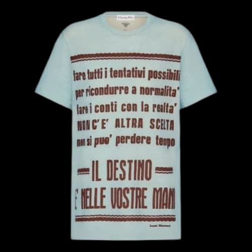 DIOR SS21 Alphabet Pattern Printing Loose Round Neck Short Sleeve Blue