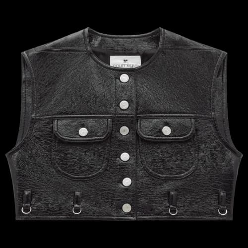 Courrèges Multiflex Vinyl Cropped Vest 'Black'