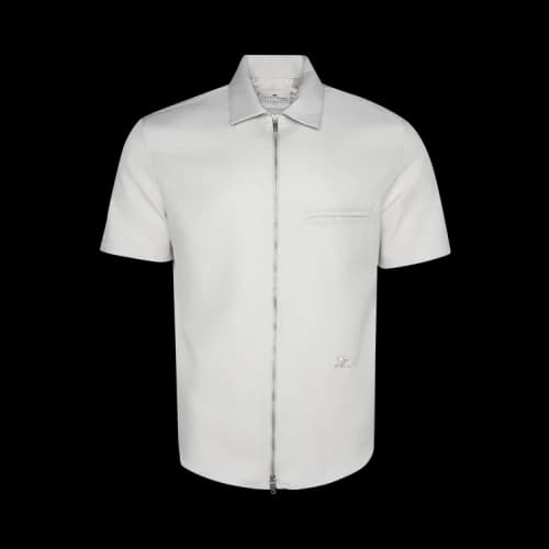 Courrèges Zipped Light Twill Short-Sleeve Shirt 'Lime Stone'