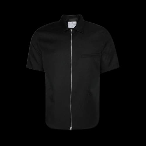 Courrèges Zipped Light Twill Shot-Sleeve Shirt 'Black'