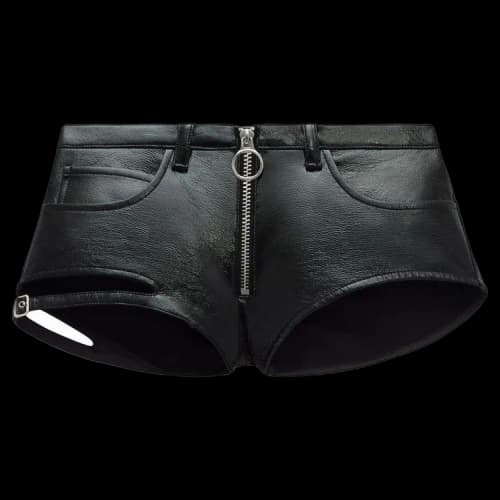 Courrèges Buckle Zipped Vinyl Mini Short 'Black'