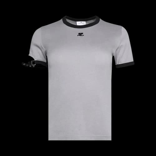 Courrèges Buckle Contrast T-Shirt 'Smocked Grey/Black'