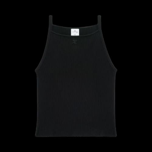 Courrèges Neckline Rib Knit Tank Top 'Black'