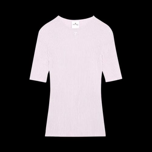 Courrèges Solar Short-Sleeve Light Rib Sweater 'Mist'