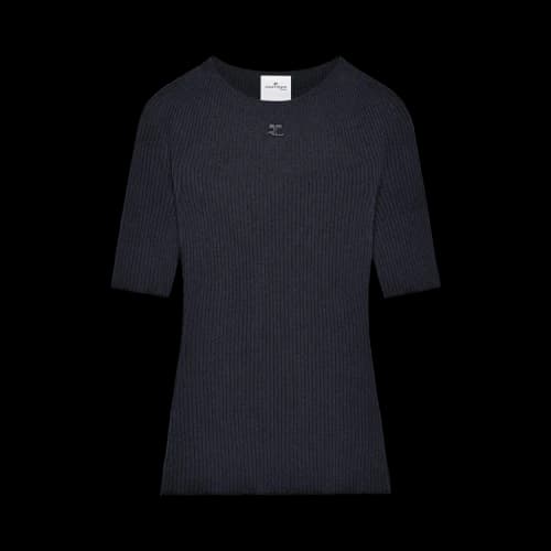Courrèges Light Rib Short-Sleeve Sweater 'Black'