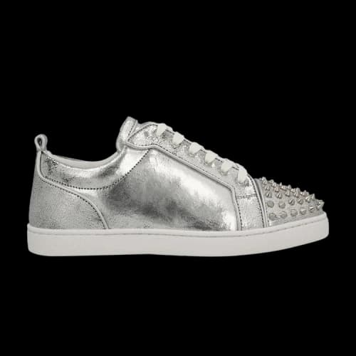Christian Louboutin Louis Junior Spikes Low 'Manoir Laminated Silver'
