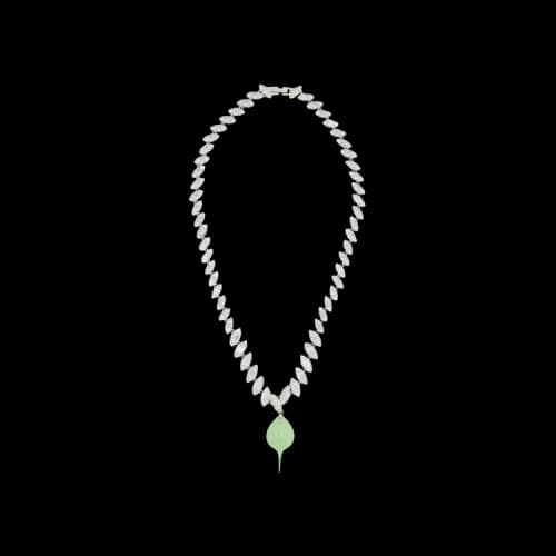 Ottolinger Diamond Dip Necklace 'Silver/Green'