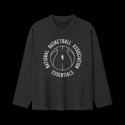 Fear of God Essentials x NBA X Barkley Hendricks Long Sleeve V-Neck T-Shirt 'Faded Black'