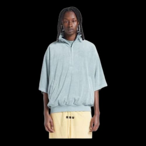 Fear of God Essentials Halfzip 3 Short Sleeve Boxy Polo T-Shirt 'Sky Blue'