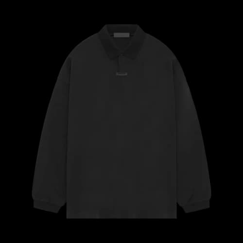 Fear of God Essentials Pique Long Sleeve Polo Black
