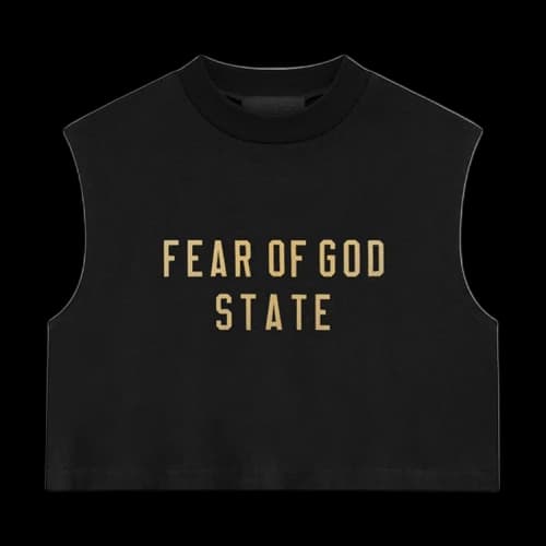 Fear of God Essentials Womens Tri-Blend Cropped Muscle Tee Black