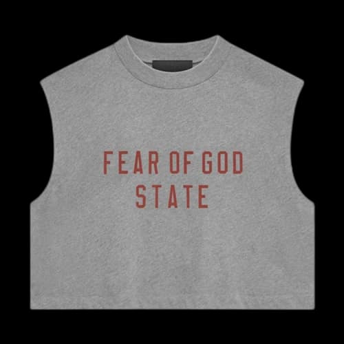 Fear of God Essentials Womens Tri-Blend Cropped Muscle Tee Dark Heather