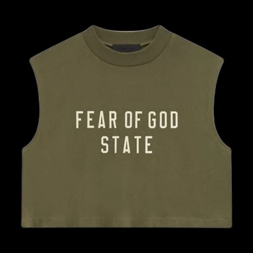 Fear of God Essentials Womens Tri-Blend Cropped Muscle Tee Military