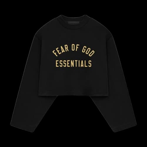 Fear of God Essentials Womens Tri-Blend Cropped Longsleeve Shirt Black