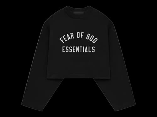 Fear of God Essentials Women's Tri-Blend Cropped Longsleeve Shirt (FW24) Black