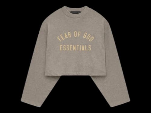 Fear of God Essentials Women's Tri-Blend Cropped Longsleeve Shirt Heather Gray