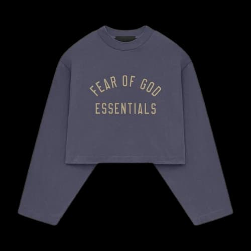Fear of God Essentials Women's Tri-Blend Cropped Longsleeve Shirt Marine