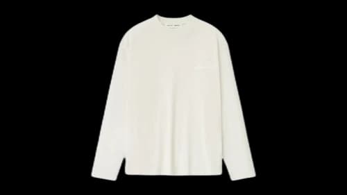 Fear of God Essentials Womens Embroidered Classic Fit Long Sleeve Tee Ivory