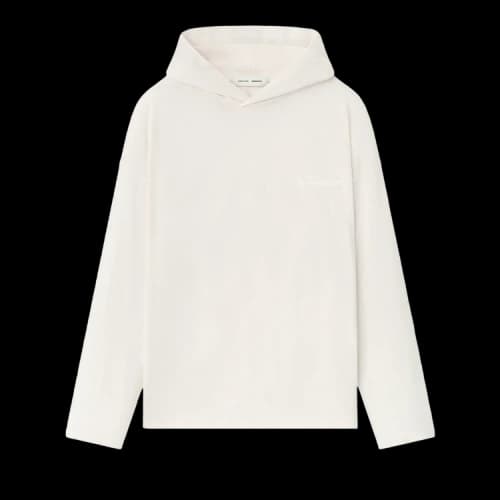Fear of God Essentials Women's Embroidered Classic Fit Hooded L/S Shirt Ivory