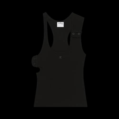 Courrèges Double Buckle 90s Rib Tank Top 'Black'