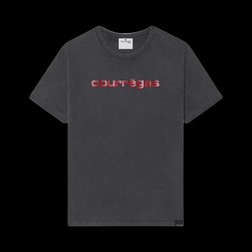 Courrèges AC Printed Stone T-Shirt 'Stonewash Grey/Ruby'