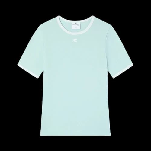 Courrèges Signature Contrast T-Shirt 'Light Mint/Heritage White'