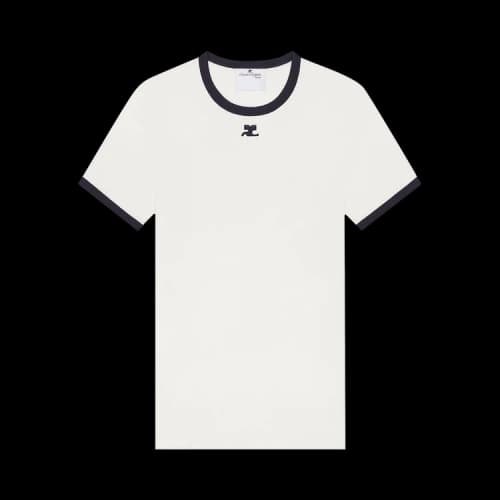 Courrèges Signature Contrast T-Shirt 'Blanc Heritage/Navy'