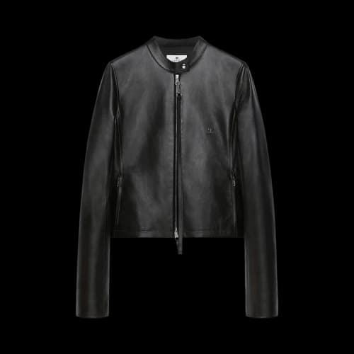 Courrèges City Zipped Leather Biker Jacket 'Black'