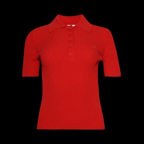 Courrèges Signature Rib Knit Polo 'Poppy'