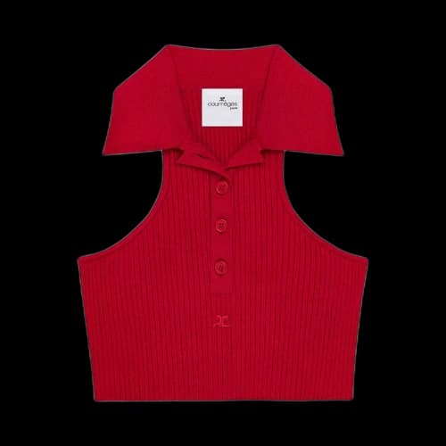 Courrèges Scuba Rib Knit Top 'Ruby'