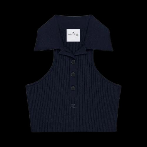 Courrèges Scuba Rib Knit Top 'Navy'