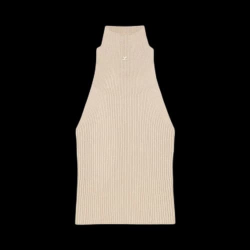 Courrèges Mockneck Light Rib Top 'Cappuccino'