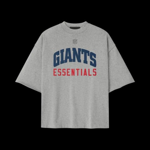 Fear of God Essentials x NFL FW25 Giants 90s 3/4 Sleeve Football T-Shirt 'Concrete Heather'