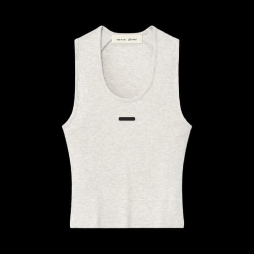 Fear of God Essentials Womens Rib Knit Fitted Tank Oatmeal Heather