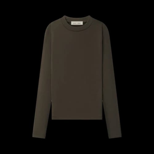 Fear of God Essentials Womens Rib Knit Fitted Long Sleeve Tee Brown