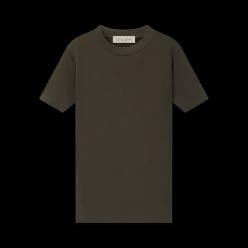 Fear of God Essentials Womens Rib Knit Fitted Short Sleeve Tee Brown