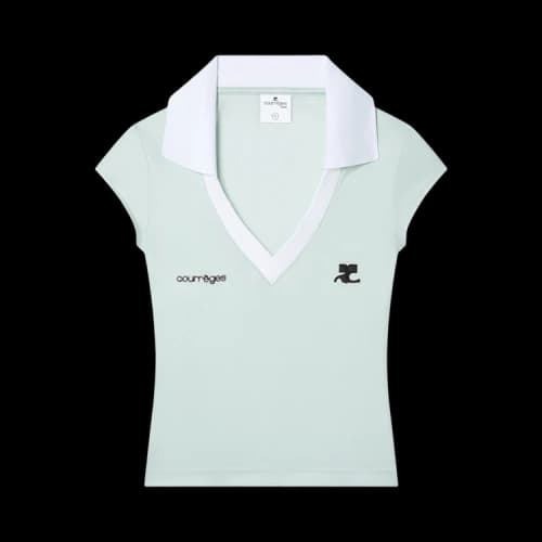 Courrèges Sports Cropped Polo 'Light Mint/Heritage White'