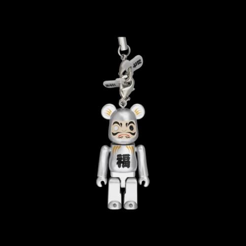 Bearbrick BE@RBRICK Medicom Daruma Keychain 'Silver'